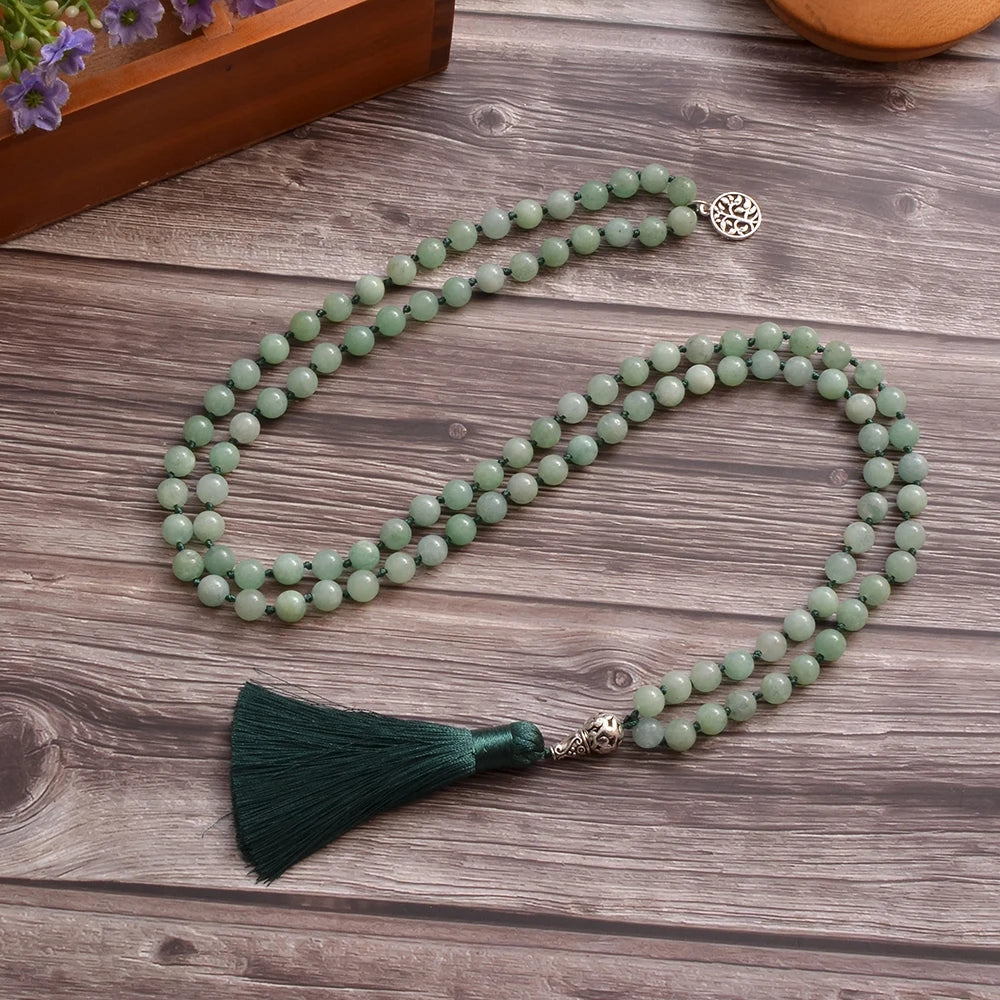 Burmese Jade Beaded Meditation Prayer Necklace