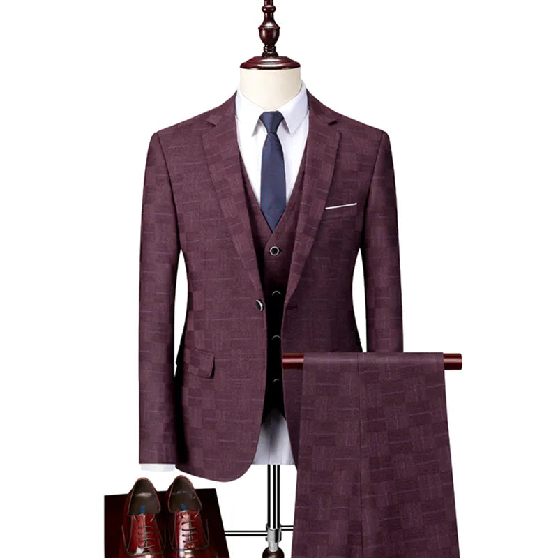 Plaid Slim Fit 3 Piece Suit