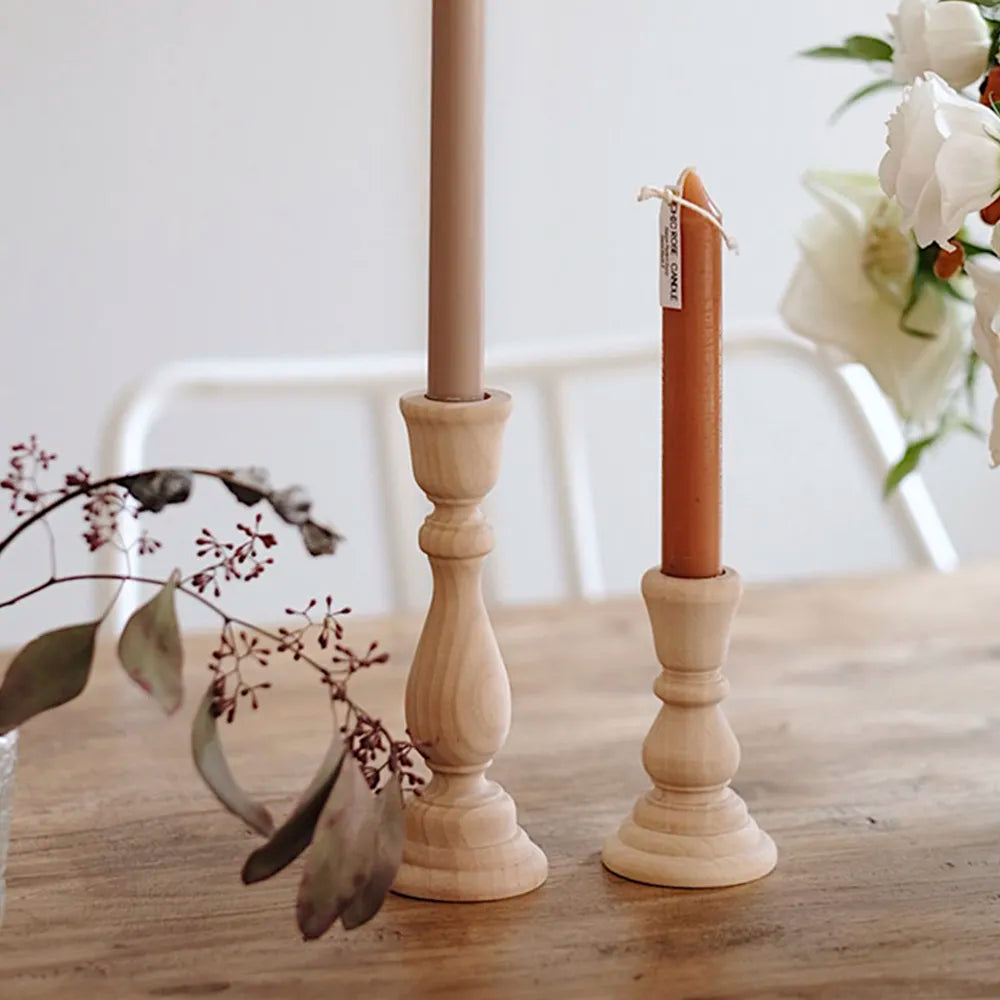 Unfinished Wooden Candlestick Holders