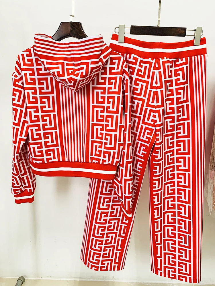 Women's Printed Hooded Pants Set