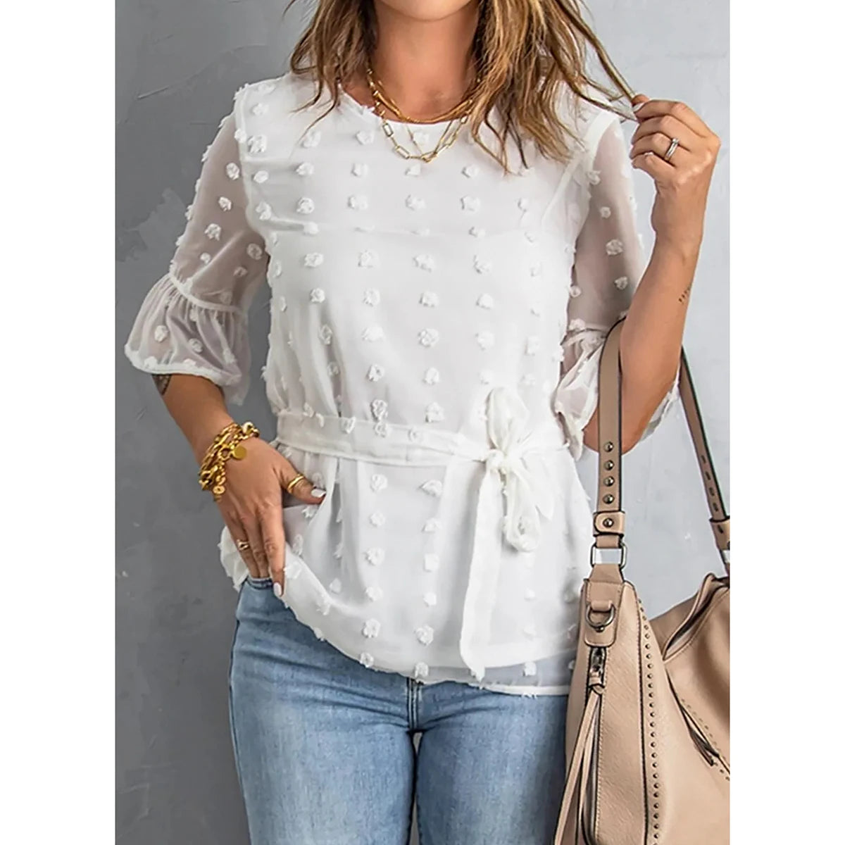 Plus Size Casual Half Sleeve Blouse