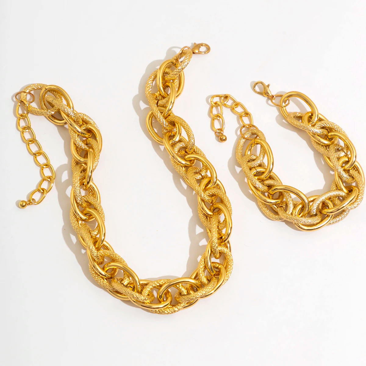 Exaggerated Chunky Cuban Chain Necklace Set