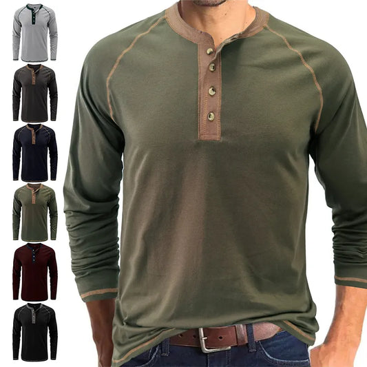 Men's Henley Long Sleeved T-shirts